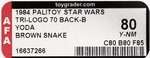 PALITOY STAR WARS: RETURN OF THE JEDI (1984) - YODA (BROWN SNAKE) TRI-LOGO 70 BACK-B AFA 80 Y-NM.