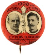 DEBS & HANFORD 1908 SOCIALIST PARTY JUGATE BUTTON HAKE #SOC-6.