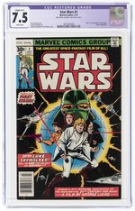 STAR WARS #1 JULY 1977 CGC RESTORED 7.5 SLIGHT (C-1) VF- (NEWSSTAND EDITION).