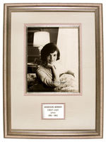 "JACQUELINE KENNEDY" SIGNED 1960s ERA PHOTO PROFESSIONALLY FRAMED WITH PLAQUE.