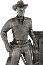 LONE RANGER LIMITED EDITION PEWTER FIGURE WITH CLAYTON MOORE AUTOGRAPH.