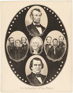 LINCOLN & JOHNSON DEFENDERS OF OUR UNION CIVIL WAR GENERALS 1864 PRINT.