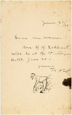THOMAS NAST HAND WRITTEN SIGNED AND DOODLED 1894 LETTER.