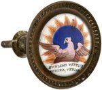 COLONIAL AMERICA: EAGLE BATTERSEA ENAMEL CURTAIN TIEBACK.