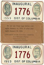 EISENHOWER & NIXON 1953 INAUGURAL LICENSE PLATE PAIR IN ORIGINAL WRAPPER.