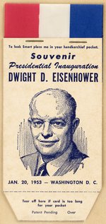 IKE: EISENHOWER SOUVENIR POCKET SQUARE 1953 INAUGURATION SALESMAN DISPLAY.