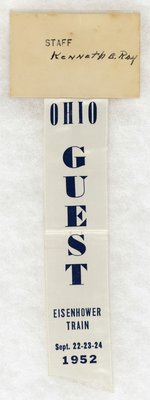 IKE: OHIO GUEST EISENHOWER TRAIN SEPT. 22-23-24 1952 STAFF RIBBON.