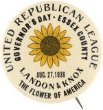 LANDON & KNOX THE FLOWER OF AMERICA RARE NEW JERSEY SINGLE DAY EVENT BUTTON.