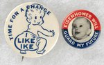 EISENHOWER WILL GUARD MY FUTURE & TIME FOR A CHANGE BABY MOTIF IKE BUTTON PAIR.