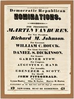 VAN BUREN & JOHNSON 1840 PLATTSBURGH REPUBLICAN NEW YORK COATTAIL NEWSPAPER BROADSIDE.