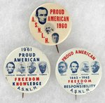 ASSOCIATION FOR THE STUDY OF NEGRO LIFE 1960, 1961 & 1962 CIVIL RIGHTS BUTTONS.