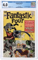 FANTASTIC FOUR #2 JANUARY 1962 CGC 4.0 VG (FIRST SKRULLS).