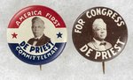 OSCAR DePRIEST AMERICA FIRST COMMITTEEMAN & FOR CONGRESS CIVIL RIGHTS BUTTON PAIR.