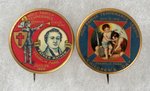 HOLY FAMILY TEMPERANCE LEAGUE FATHER MATTHEW & CHILDREN'S DAY BUTTON PAIR.