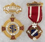 CHURCH TEMPERANCE LEGION & SONS OF TEMPERANCE ORNATE ENAMEL BADGES.