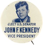 ELECT U.S. SENATOR JOHN F. KENNEDY VICE PRESIDENT 1956 BUTTON HAKE #2050.