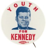 YOUTH FOR KENNEDY 1960 PRESIDENTIAL CAMPAIGN PORTRAIT BUTTON.