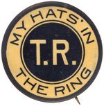 ROOSEVELT MY HAT'S IN THE RING 1912 CAMPAIGN BUTTON.