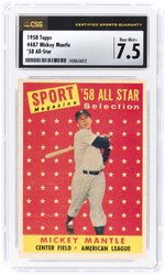 1958 TOPPS #487 MICKEY MANTLE (HOF) '58 ALL-STAR CSG 7.5 NM+.