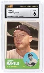 1963 TOPPS #200 MICKEY MANTLE (HOF) CSG 6 EX/NM.