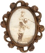 1915 PM1 JOE TINKER (HOF) ORNATE METAL FRAME PIN FROM RARE SERIES.