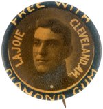 1911 PE2 DIAMOND GUM NAPOLEON LAJOIE (HOF) RARE BUTTON.