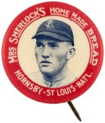 1924 MRS. SHERLOCK'S BREAD SET ROGERS HORNSBY (HOF) BUTTON.