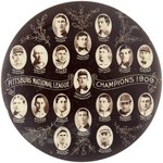 1909 PITTSBURGH PIRATE "NATIONAL LEAGUE CHAMPIONS" REAL PHOTO POCKET MIRROR W/HOF'ERS: WAGNER/CLARKE/WILLIS.