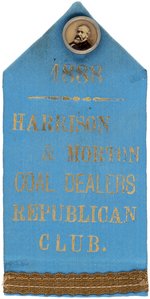 HARRISON & MORTON COAL DEALERS REPUBLICAN CLUB RIBBON & REAL PHOTO STUD.