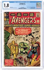 AVENGERS #1 SEPTEMBER 1963 CGC 1.8 GOOD- (FIRST AVENGERS).