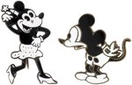 MICKEY & MINNIE FIRST OFFERED VERY EXPRESSIVE  PAIR OF BRITISH MADE ENAMEL ON BRASS PINS C. 1930.