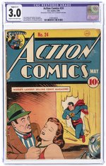 ACTION COMICS #24 MAY 1940 CGC RESTORED 3.0 GOOD/VG.