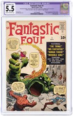 FANTASTIC FOUR #1 NOVEMBER 1961 CGC RESTORED 5.5 SLIGHT/MOD. (B-2) FINE- (FIRST FANTASTIC FOUR).