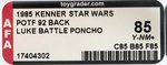 STAR WARS: THE POWER OF THE FORCE (1985) - LUKE SKYWALKER (BATTLE PONCHO) 92 BACK AFA 85 Y-NM+.