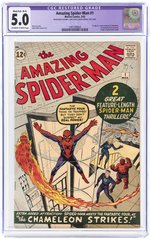 AMAZING SPIDER-MAN #1 MARCH 1963 CGC RESTORED 5.0 MOD./EXT. (B-4) VG/FINE (FIRST J. JONAH JAMESON & THE CHAMELEON).