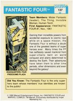 STAN LEE SIGNED 1990 FANTASTIC FOUR TRADING CARD.