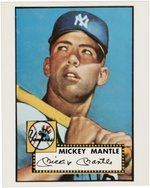 MICKEY MANTLE (HOF) SIGNED 1952 TOPPS BASEBALL CARD PRINT.