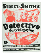 "DETECTIVE STORY MAGAZINE" STREET & SMITH PUBLICATIONS ADVERTISING SIGN.