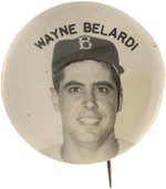 1950s BROOKLYN DODGERS PM10 SERIES WAYNE BELARDI REAL PHOTO STADIUM BUTTON.