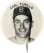 1950s BROOKLYN DODGERS PM10 SERIES CARL FURILLO REAL PHOTO STADIUM BUTTON.