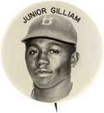 1950s BROOKLYN DODGERS PM10 SERIES JUNIOR GILLIAM REAL PHOTO STADIUM BUTTON.