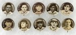 1910-1912 SWEET CAPORAL CIGARETTES HIGH GRADE COMPLETE SET OF 204 BUTTONS W/MANY HOF PLAYERS.