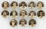 1910-1912 SWEET CAPORAL CIGARETTES HIGH GRADE COMPLETE SET OF 204 BUTTONS W/MANY HOF PLAYERS.