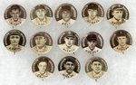 1910-1912 SWEET CAPORAL CIGARETTES HIGH GRADE COMPLETE SET OF 204 BUTTONS W/MANY HOF PLAYERS.