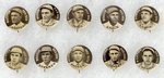 1910-1912 SWEET CAPORAL CIGARETTES HIGH GRADE COMPLETE SET OF 204 BUTTONS W/MANY HOF PLAYERS.