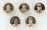 1910-1912 SWEET CAPORAL CIGARETTES HIGH GRADE COMPLETE SET OF 204 BUTTONS W/MANY HOF PLAYERS.