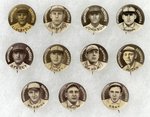 1910-1912 SWEET CAPORAL CIGARETTES HIGH GRADE COMPLETE SET OF 204 BUTTONS W/MANY HOF PLAYERS.