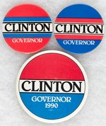 CLINTON TRIO OF EARLY CAREER ARKANSAS GUBERNATORIAL BUTTONS.