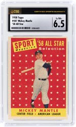 1958 TOPPS #487 MICKEY MANTLE (HOF) '58 ALL-STAR CSG 6.5 EX/NM+.