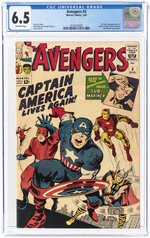 AVENGERS #4 MARCH 1964 CGC 6.5 FINE+ (FIRST SILVER AGE CAPTAIN AMERICA).